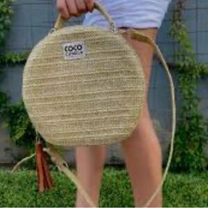 Straw Summer Circle Crossbody Bag - Beige New
